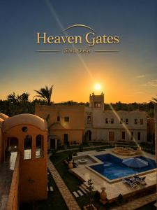 a magazine cover of a house with a swimming pool at Heaven Gates Hotel in Siwa +16 photos