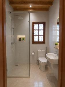 a bathroom with a shower and a toilet and a sink at Luxor Mountain View in Luxor