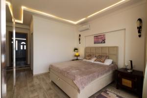 a bedroom with a large bed in a room at Aquamarine House in Tivat