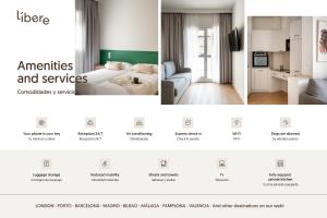 a page of a hotel room website with a bedroom at Líbere Bilbao La Vieja in Bilbao