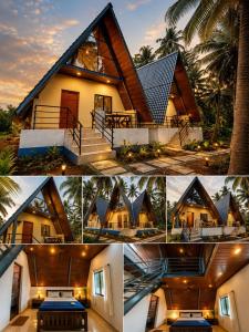 a collage of photos of a house at Aastha Gokarna in Gokarn
