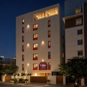 a rendering of a hotel at night at Casa Hotel Hitech City in Hyderabad