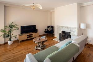 a living room with a couch and a fireplace at Douro View by Porto in Valbom