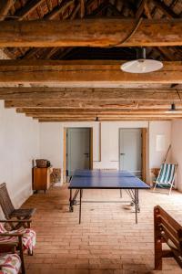 a ping pong table in the middle of a room at Statek u Benešů in Ponědraž