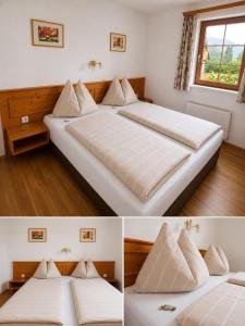 three pictures of two beds in a room at Stranach Appartements in Sankt Michael im Lungau +11 photos