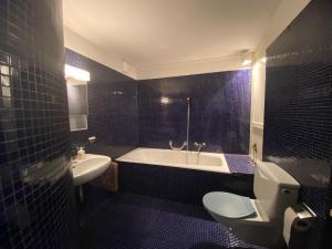 a bathroom with a tub and a toilet and a sink at Villa Cavalli in Verscio +35 photos