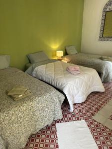 a room with two beds in a room at Casa tio Manuel in São Martinho das Amoreiras