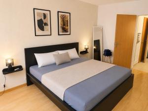 a bedroom with a large bed in a room at Die möblierten Apartments in Triesen