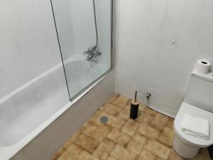 a bathroom with a shower and a toilet at Conceição Guesthouse in Tavira