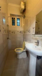 a bathroom with a toilet and a sink at Shanayah house in Zanzibar City