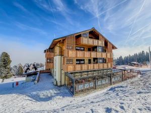 a wooden house in the snow in the snow at Bockblick Top 4 in Weisspriach