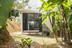a house with a large window on the side of it at Farm Suite San Pedrito in Naranjito