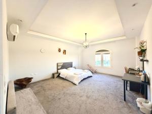 a bedroom with a bed and a desk at 树屋民宿 in Cairo