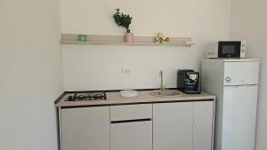 a kitchen with a stove and a refrigerator at 2 Mai - RS in 2 Mai +11 photos
