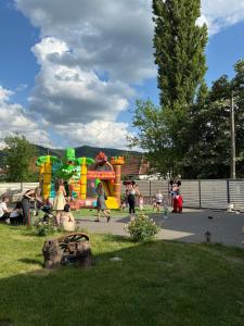 a group of children playing in a playground at Domeniul Bondarelului in Ocolişu Mic