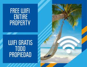 a flyer for a resort with a hammock on a beach at SERENITY DEL CARIBE - LOS CORALES beach in Punta Cana