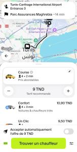 a screenshot of a cell phone with a map at Lafayette Apartment in Tunis