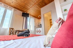 a room with a bed with at PINOT GRIS - Charmant studio au cœur du vignoble - parking gratuit in Riquewihr