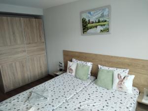 a bedroom with a bed with a cat sitting on it at Balkan Tower Elegance by K in Gabrovo +5 photos