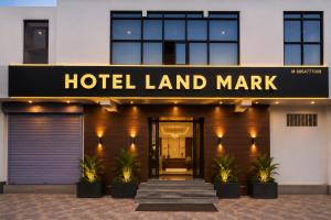 a hotel land market sign on the front of a building at Landmark Hotel in Jodhpur