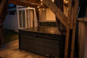 a kitchen with a counter top in a house at Villa Cocon Jacuzzi in Saint-Pierre