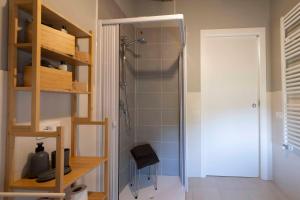 a shower with a glass door in a bathroom at Ca' Lodola in Borzano +103 photos