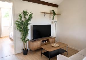 a living room with a flat screen tv on a wall at L'Atelier 37 - Centre Tours in Tours