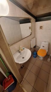 a small bathroom with a sink and a toilet at Jūrmala beach in Jūrmala