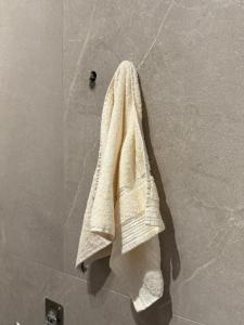 a towel hanging on a wall in a shower at Ajazi Rooms in Struga +20 photos