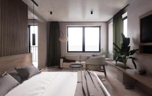 เตียงในห้องที่ Pharia Hotel & Residences +43 ภาพ
