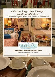 a flyer for a room with a table with dishes at Santa Caterina da Siena B&B in Catania