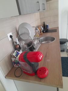 a kitchen counter with a mixer and a sink at S C I TREFLe in Vernon