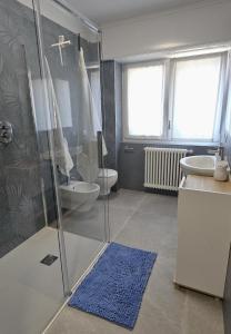 a bathroom with a shower and a toilet and a sink at Drago 48 in Oltre il Colle