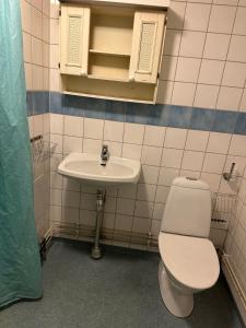 a bathroom with a toilet and a sink at Apartment in Skarholmen Stockholm 206 in Stockholm