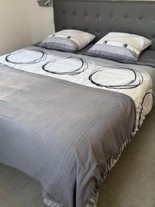 a large bed with two pillows on top of it at Pitchoun in Velaux