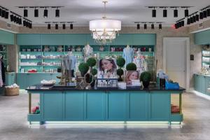 a store with a blue counter in a room at Mirbeau Inn & Spa Beacon in Beacon