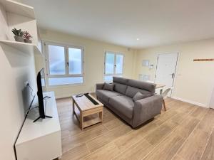 a living room with a couch and a tv at Residencial Junceda in Viveiro