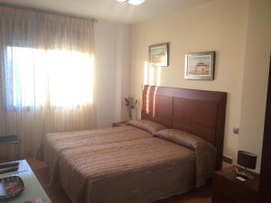 um quarto com uma cama grande e uma janela em Altejo em Manganeses de la Lampreana