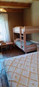a bedroom with two bunk beds and a window at Agroturystyka Stasin in Trojanów