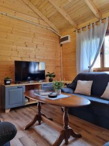 a living room with a couch and a table at Brvnara Dina in Železnička Stanica Dolovo