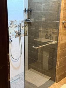 a bathroom with a shower with a glass door at Vila Srna in Petrovac na Moru +16 photos