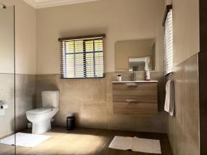 a bathroom with a toilet and a sink and a window at Family Garden Suite - Sleeps 4 in Pretoria