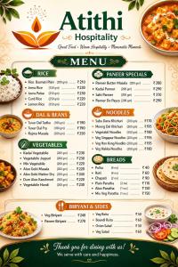 a menu for an indian food restaurant at Hotel MM prestige Raipur in Raipur