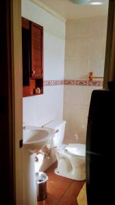 a bathroom with a sink and a toilet in it at Big Attico in Puerto Montt