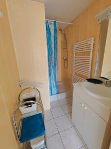 a bathroom with a sink and a toilet and a shower at Meublé des Capucins - Cocon & Terrasse Privée in Plombières-les-Bains +10 photos