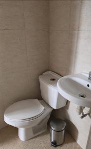 a bathroom with a toilet and a sink at Hotel Siesta Escamela in Ixtaczoquitlán
