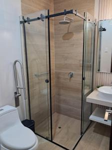 a shower with a glass door in a bathroom at CB Oasis Signature in Ica +12 photos