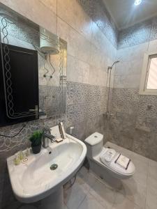 ein Badezimmer mit Waschbecken und Toilette in der Unterkunft لافيرا للشقق الفندقيه - Lavera Apartments in Al-'Ula
