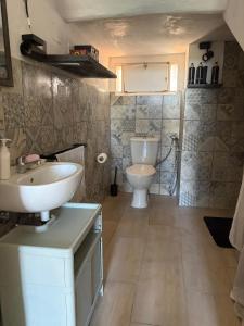 a bathroom with a sink and a toilet at Little fox in Miglianico