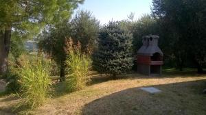 ein Vogelhaus mitten auf einem Feld in der Unterkunft alumbia in Petriolo